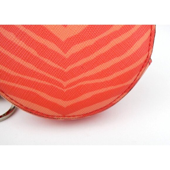 Coach Orange Zebra Print Round Coin Purse With Keyring - Picture 8 of 14